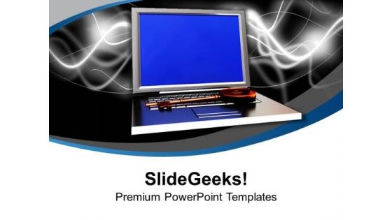 Laptop With Security Key Savings PowerPoint Templates Ppt Backgrounds For Slides 0213