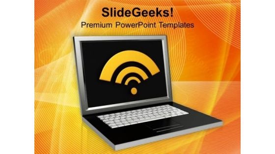 Laptop With Wifi Wireless Communication PowerPoint Templates Ppt Backgrounds For Slides 0213