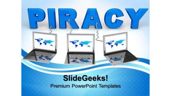 Laptop With Word Piracy Computer PowerPoint Templates And PowerPoint Themes 0812