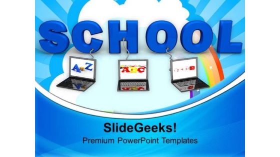 Laptops Wired To School Children PowerPoint Templates Ppt Backgrounds For Slides 0213