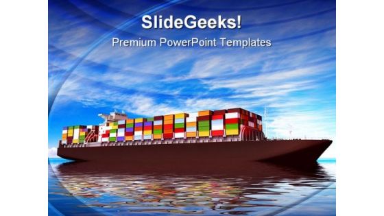 Large Container Ship Transportation PowerPoint Themes And PowerPoint Slides 0411