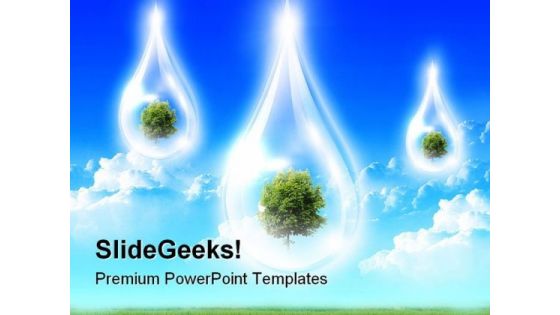 Large Drops Of Green Tree Falling Nature PowerPoint Themes And PowerPoint Slides 0411