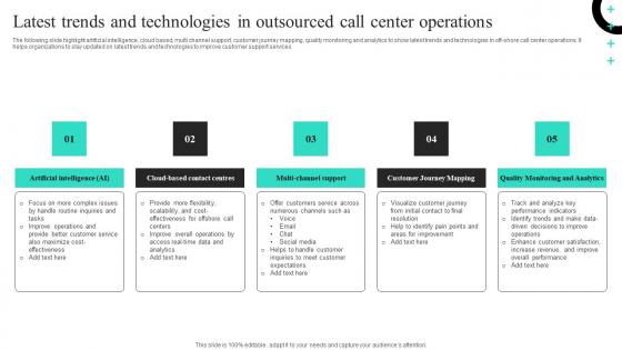 Latest Trends And Technologies In Outsourced Call Center Operations Ideas Pdf