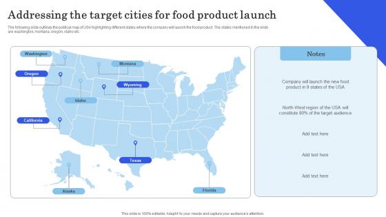 Launching New Commodity Addressing The Target Cities For Food Product Launch Portrait Pdf