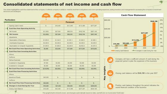 Lawn Care Services Business Plan Consolidated Statements Of Net Income And Cash Flow BP SS V