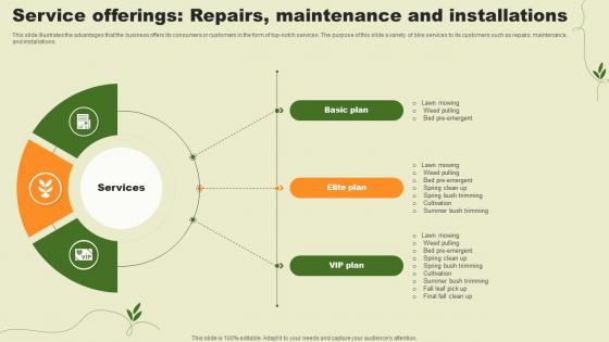Lawn Care Services Business Plan Service Offerings Repairs Maintenance And Installations BP SS V