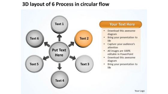 Layout Of 6 Process In Circular Flow Relative Arrow Chart PowerPoint Templates