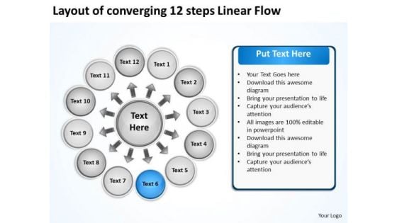 Layout Of Converging 12 Steps Linear Flow Ppt Circular Process Network PowerPoint Templates
