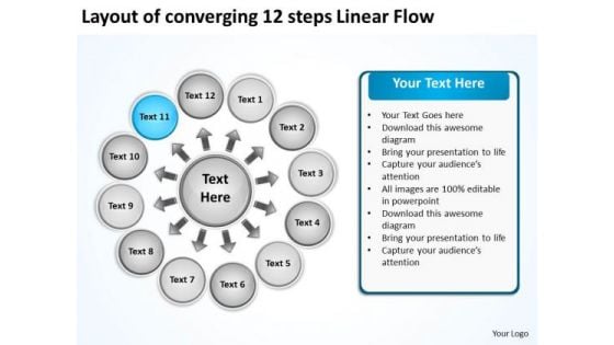Layout Of Converging 12 Steps Linear Flow Ppt Cycle Network PowerPoint Templates