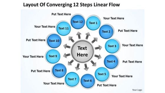 Layout Of Converging 12 Steps Linear Flow Ppt Cycle Process PowerPoint Slides