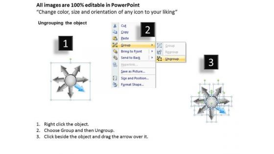Layout Of Converging 7 Steps Linear Flow Arrows Chart Software PowerPoint Templates
