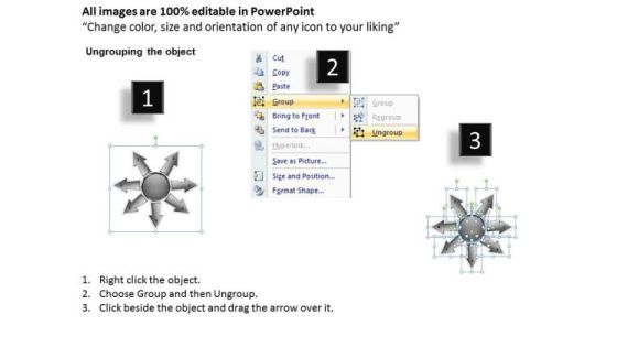 Layout Of Converging 7 Steps Linear Flow Arrows Process Software PowerPoint Templates Slide02