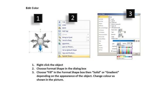 Layout Of Converging 7 Steps Linear Flow Cycle Process PowerPoint Slides Slide03