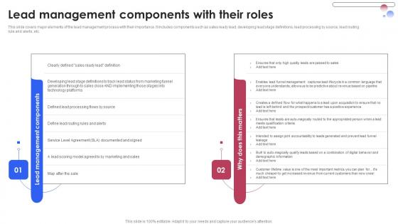 Lead Management Components With Their Roles Various Techniques For Managing Structure PDF