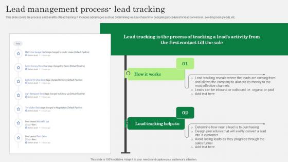 Lead Management Process Lead Tracking Optimizing Client Lead Handling Guidelines Pdf