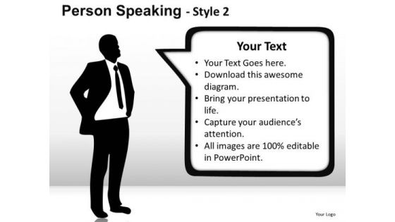 Leader Person Speaking PowerPoint Slides And Ppt Textboxes