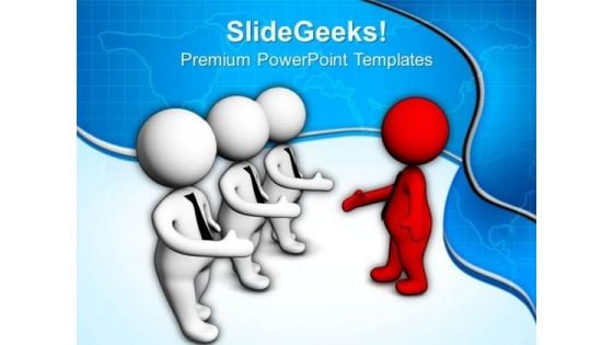 Leader Shaking Hand With His Team PowerPoint Templates Ppt Backgrounds For Slides 0713