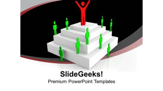 Leader Standing On Top With Open Hands PowerPoint Templates Ppt Backgrounds For Slides 0713