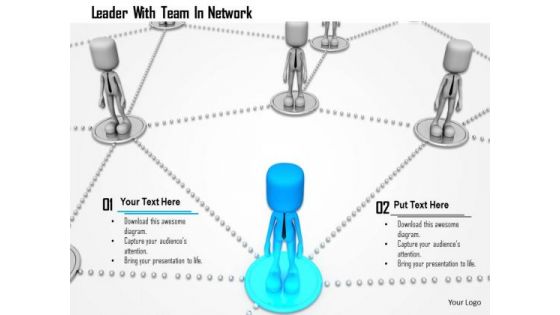 Leader With Team In Network PowerPoint Templates