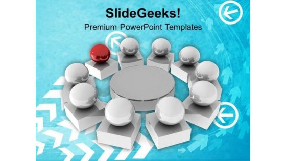 Leader With Team Mates Growth Factors PowerPoint Templates Ppt Backgrounds For Slides 0313
