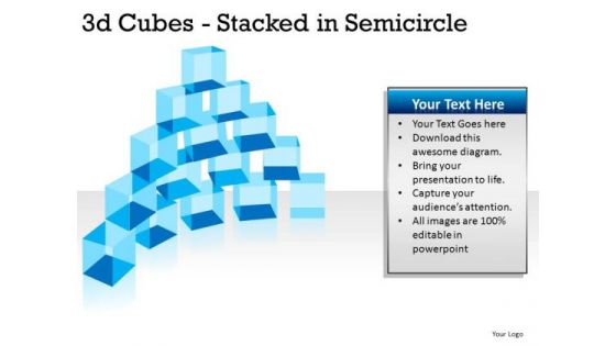 Leadership 3d Cube Stacked In Semicircle PowerPoint Slides And Ppt Diagrams