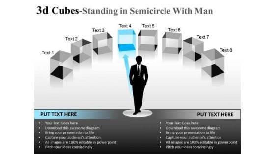 Leadership 3d Cube Standing In Semicircle With Man PowerPoint Slides And Ppt Diagram Templates