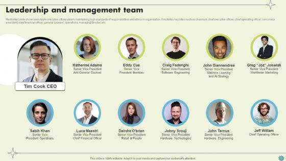 Leadership And Management Team Consumer Electronics Company Profile CP SS V Leadership And Management Team Consumer Electronics Company Profile CP SS V