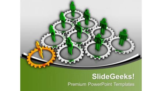 Leadership Concept Forming Pyramid With Gears PowerPoint Templates Ppt Backgrounds For Slides 0513