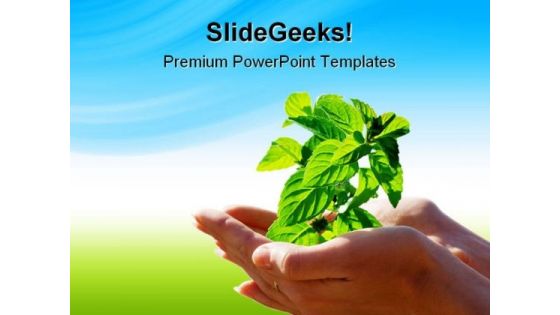 Leaf In Hands Environment PowerPoint Templates And PowerPoint Backgrounds 0711