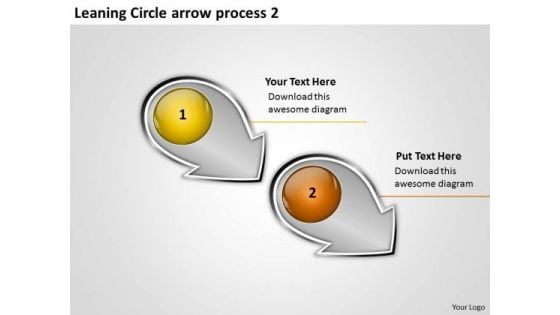 Leaning Circle Arrow Process 2 Flow Chart Slides PowerPoint