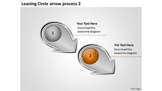 Leaning Circle Arrow Process 2 Flow Diagram Slides PowerPoint