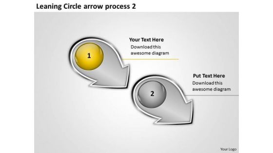 Leaning Circle Arrow Process 2 Ppt Production Flow Chart PowerPoint Slides