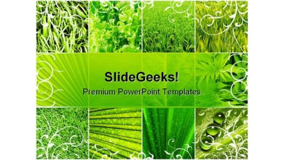 Leaves Collage Nature PowerPoint Template 0810