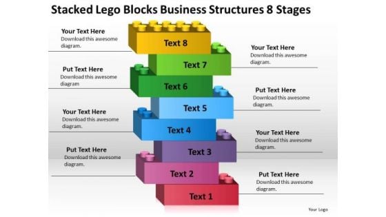 Lego Blocks Business Structures 8 Stages Plan Download PowerPoint Templates