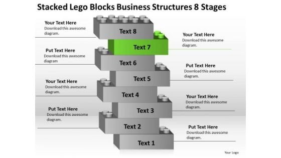 Lego Blocks Business Structures 8 Stages Plan For Bakery PowerPoint Templates