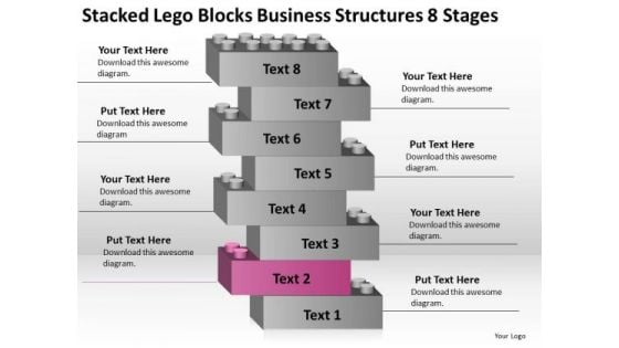 Lego Blocks Business Structures 8 Stages Vending Machine Plan PowerPoint Slides