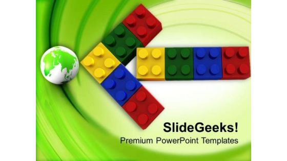 Lego Blocks Joined To Form Arrow PowerPoint Templates Ppt Backgrounds For Slides 0313