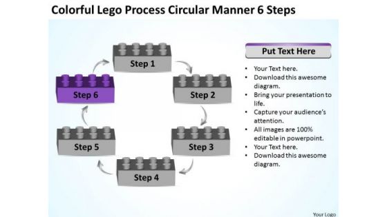 Lego Process Circular Manner 6 Steps Ppt Business Plan Template PowerPoint Templates