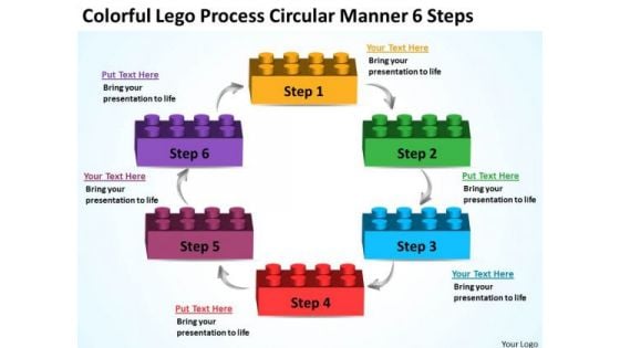 Lego Process Circular Manner 6 Steps To Writing Business Plan PowerPoint Templates