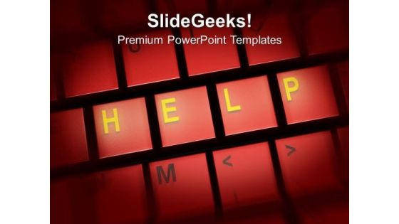 Letters Of Help On Red Keyboard PowerPoint Templates Ppt Backgrounds For Slides 0113
