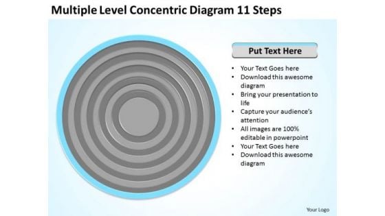 Level Concentric Diagram 11 Steps Catering Business Plan Template PowerPoint Slides