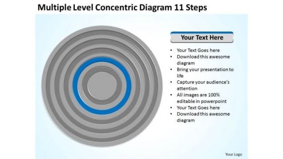 Level Concentric Diagram 11 Steps Ppt Small Business Plan Template Free PowerPoint Slides