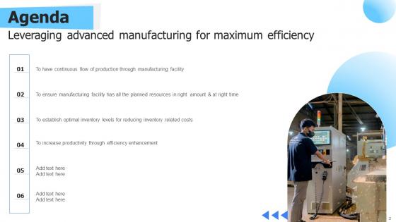 Leveraging Advanced Manufacturing For Maximum Efficiency Ppt Powerpoint Presentation Complete Deck With Slides