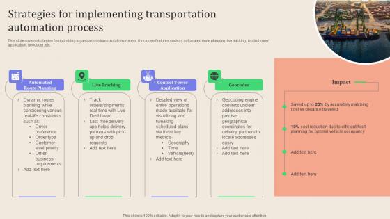 Leveraging Logistics Automation Strategies For Implementing Transportation Brochure Pdf