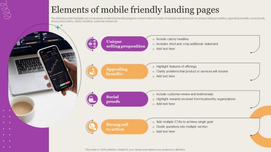 Leveraging Mobile Marketing Strategies Elements Of Mobile Friendly Landing Pages Portrait Pdf