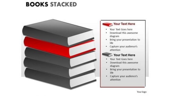 Library Books Stacked PowerPoint Slides And Ppt Diagram Templates