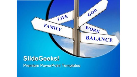 Life Work And Balance Signpost Metaphor PowerPoint Templates And PowerPoint Backgrounds 0911