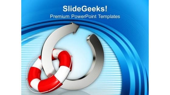 Lifesaver Attached To Circular Arrow PowerPoint Templates And PowerPoint Themes 1012