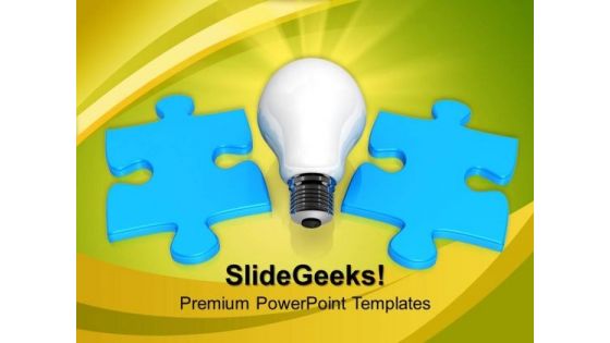 Light Bulb And Blue Puzzle PowerPoint Templates And PowerPoint Themes 0912 Light Bulb And Blue Puzzle PowerPoint Templates And PowerPoint Themes 0912