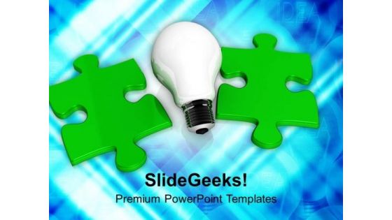 Light Bulb And Green Jigsaw Puzzles Business PowerPoint Templates And PowerPoint Themes 1112